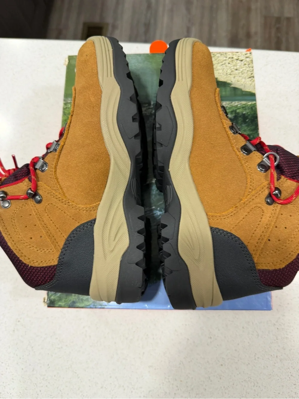 Ozark Trail Women’s Brown Suede Hiking Boots with Red Accents